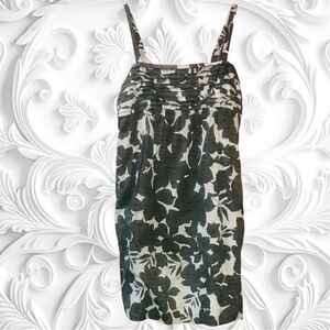 Cotton Mini Dress With Leaf Print Size Small